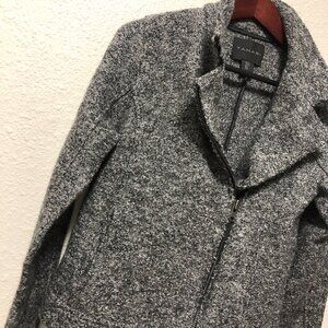 Tahari wool blend jacket small s blazer fitted chic full zip pockets